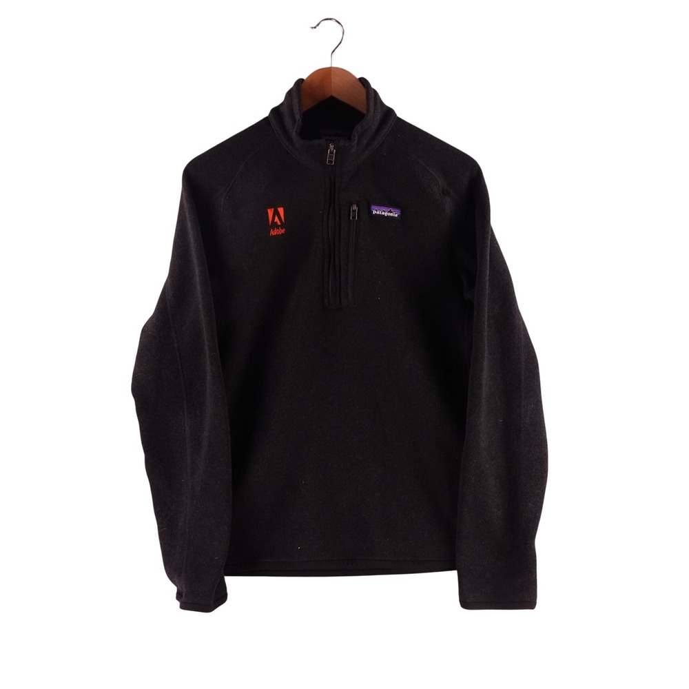 Patagonia Better Sweater 1/4 Zip Fleece Mens Medium Black‎ Adobe Logo Pullover